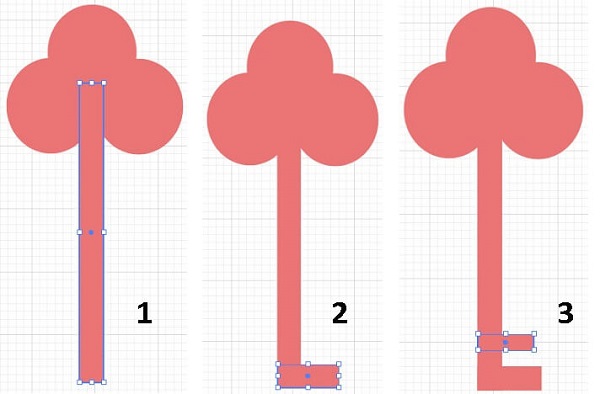 انتخاب ابزار Rectangle و ایجاد شکل کلید