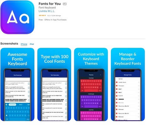 برنامه فونت Fonts for You برای آیفون